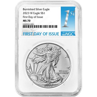 2023 W Burnished Silver Eagle NGC MS70 First Day Issue 1st Label