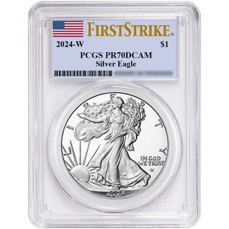 2024 W Proof Silver Eagle PCGS PR70 DCAM First Strike Flag Label