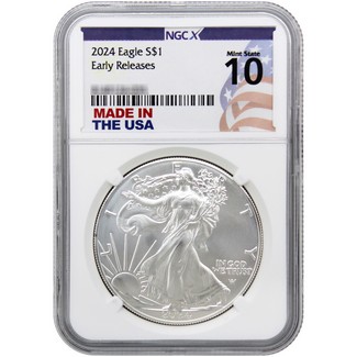 2024 Silver Eagle NGCX MS10 Early Releases Made in the USA Holder