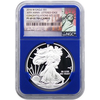 2016 W Proof Congratulations Set Silver Eagle NGC PF69 UC Blue Core New York Label