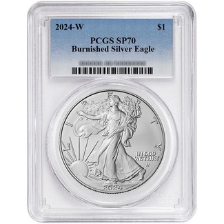 2024 W Burnished Silver Eagle PCGS SP70 Blue Label