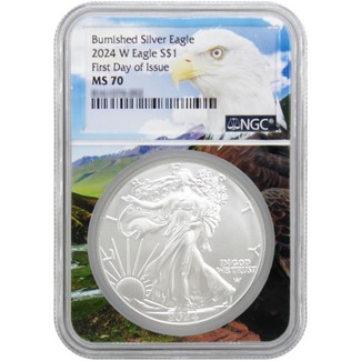 2024 W Burnished Silver Eagle NGC MS70 First Day Issue Eagle Core