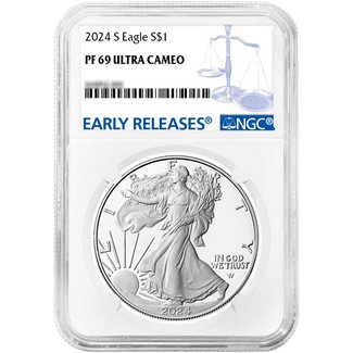 2024 S Proof Silver Eagle NGC PF69 UC ER Blue Label