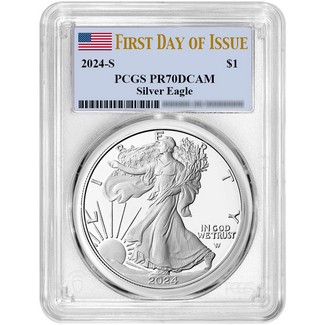 2024 S Proof Silver Eagle PCGS PR70 DCAM FDI Flag Label