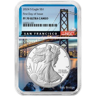 2024 S Proof Silver Eagle NGC PF70 UC FDI Bay Bridge Core