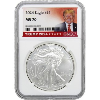 2024 Silver Eagle NGC MS70 Trump 2024 Label