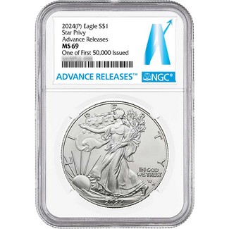 2024 (P) Silver Eagle First Star Privy Release NGC MS69 AR One of First 50,000 Issued AR Label