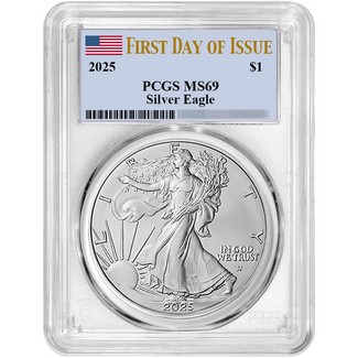 2025 Silver Eagle PCGS MS69 FDI Flag Label