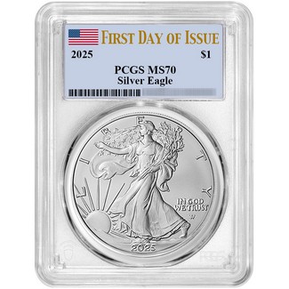 2025 Silver Eagle PCGS MS70 FDI Flag Label