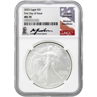 2025 Silver Eagle NGC MS70 FDI Michael Gaudioso Signed