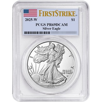 2025 W Proof Silver Eagle PCGS PR69 DCAM FS Flag Label