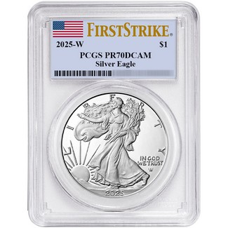 2025 W Proof Silver Eagle PCGS PR70 DCAM FS Flag Label