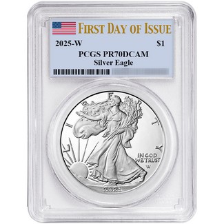 2025 W Proof Silver Eagle PCGS PR70 DCAM FDI Flag Label