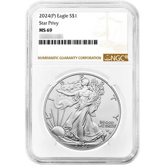 2024 (P) Silver Eagle First Star Privy Release NGC MS69 Brown Label