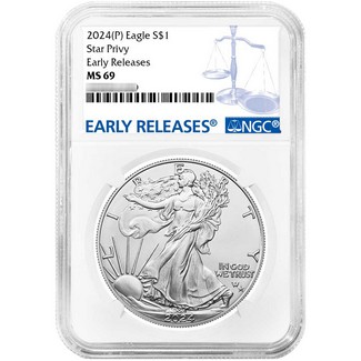 2024 (P) Silver Eagle First Star Privy Release NGC MS69 ER Blue Label