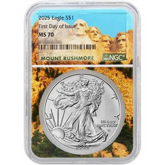 2025 Silver Eagle NGC MS70 FDI Mount Rushmore Core