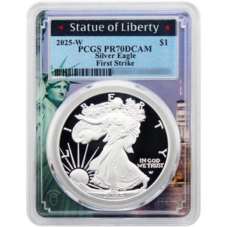 2025 W Proof Silver Eagle PCGS PR70 DCAM FS Statue of Liberty Picture Frame