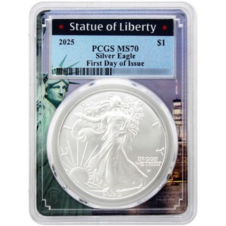 2025 Silver Eagle PCGS MS70 FDI Statue of Liberty Picture Frame