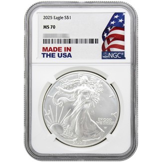 2025 Silver Eagle NGC MS70 Made in the USA Holder