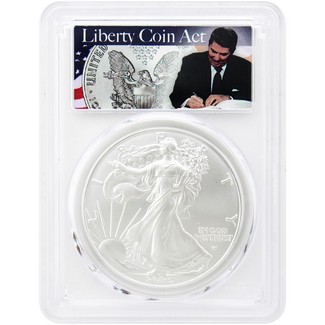 2025 Silver Eagle PCGS MS70 Reagan Liberty Coin Act Label