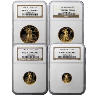 1994 W 4 Coin Proof Gold Eagle Set NGC PF70 Ultra Cameo