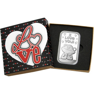 I Love You Daydreaming Teddy Bear 1oz .999 Silver Bar in Gift Box