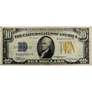 Series 1934 A $10 Silver Certificate North African Note VF to Better Condition
