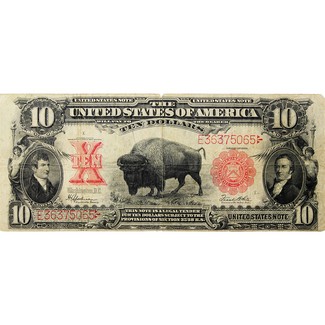 1901 $10 United State Legal Tender Note "Bison" Very Good Condition