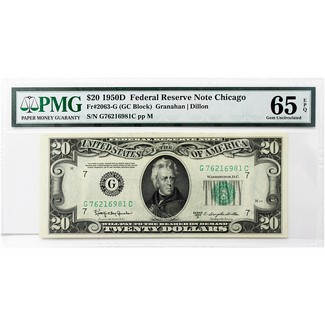 1950D $20 Federal Reserve Note PMG 65 EPQ