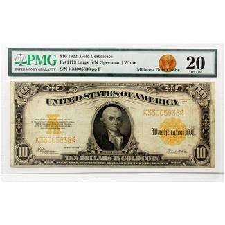 Series 1922 $10 Gold Certificate PMG Very Fine 20