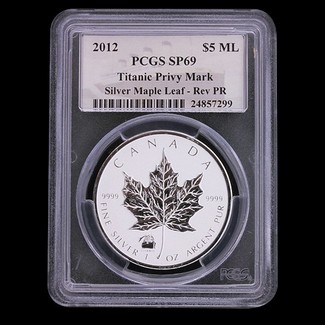 PCGS SP69 CANADA 2012 Silver Maple Leaf with Titanic Mark