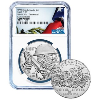 2018 P $1 WWI Centennial NGC Gem Proof ER from the Coin & Medal Set