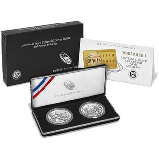 2018 WWI Centennial Army Silver Coin & Medal Set OGP