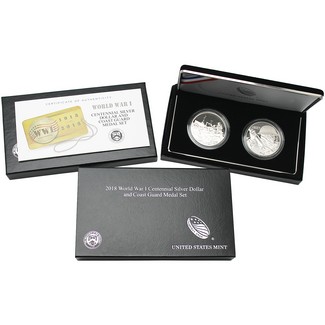 2018 WWI Centennial Coast Guard Silver Coin & Medal Set OGP