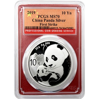 2019 Silver China Panda PCGS MS70 First Strike Red Picture Frame