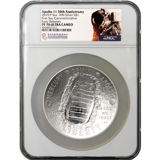 2019 P 50th Anniversary Apollo 11 5oz Proof Silver Dollar NGC PF70 UC Early Releases ASF Label