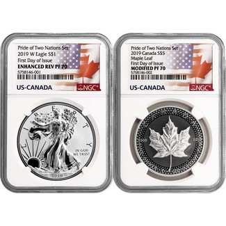 2019 Pride of Two Nations 2-Coin Set NGC 70 First Day Issue Dual Flag Label