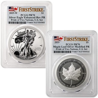 2019 Pride of Two Nations 2-Coin Set PCGS 70 First Strike Dual Flag Label