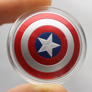 2019 Fiji Captain America Shield 10 Gram Proof Silver Domed Coin in Collector Tin