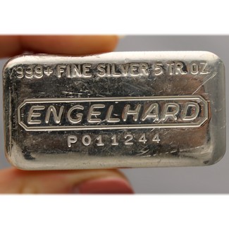 Engelhard 5 Troy Oz. Poured Silver Bar