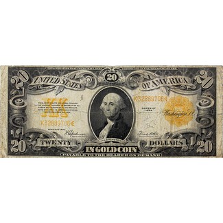 Series 1922 $20 Gold Certificate in Average Circulated Condition