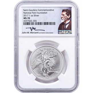 2017 1oz Silver Winged Liberty NGC MS70 Mercanti signed