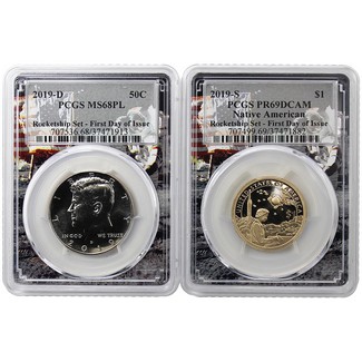 2019 Rocketship Set PCGS 69/68 PL First Day Issue Moon Frame