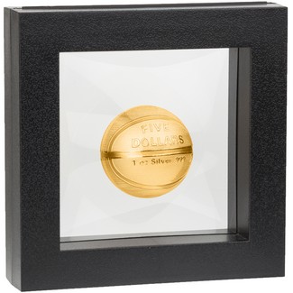2020 $5 Samoa 1oz Silver Spherical Basketball Coin with 24KT Gold Plating