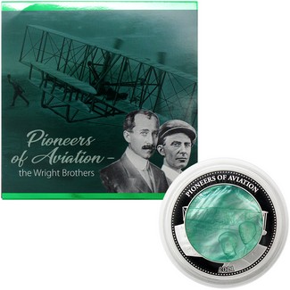 2021 $25 Solomon Islands 5 oz Silver Pioneers of Aviation Coin with Luxury Mother of Pearl Inlay