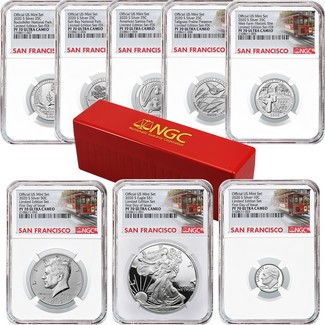 2020 Limited Edition Silver Proof Set NGC PF70 Ultra Cameo First Day Issue Cable Car Label