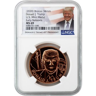 (2020) US Mint Bronze Medal Donald J. Trump NGC MS69 Early Releases Trump Label