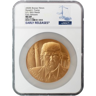 (2020) US Mint Bronze 3 Inch Medal Donald J. Trump NGC MS69 Early Releases Blue Label