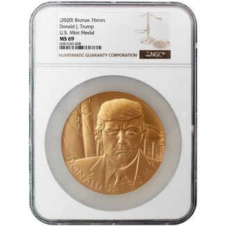 (2020) US Mint Bronze 3 Inch Medal Donald J. Trump NGC MS69 Brown Label