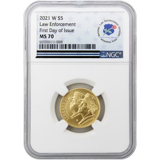 2021 W $5 Gold National Law Enforcement NGC MS70 First Day Issue Memorial Fund Label